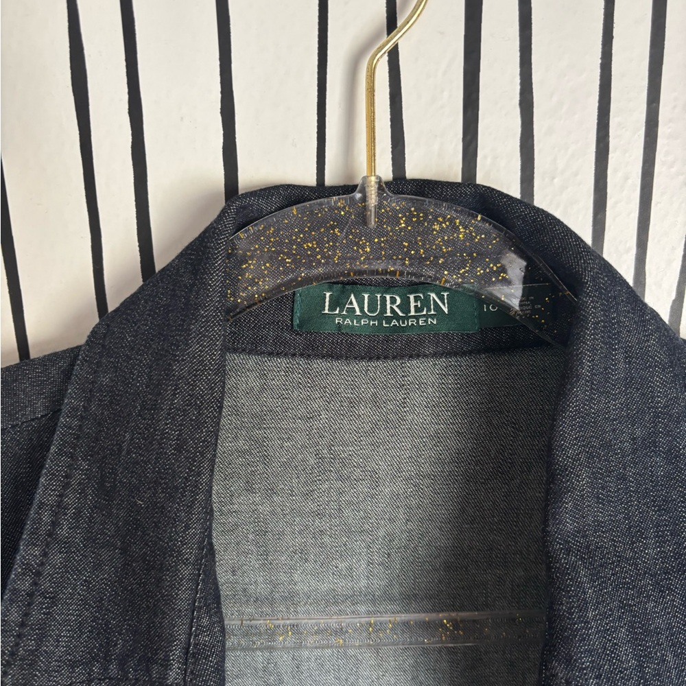Ralph Lauren Dark Indigo Long-Sleeve Denim Shirt Dress 100% Cotton - Picture 2 of 9